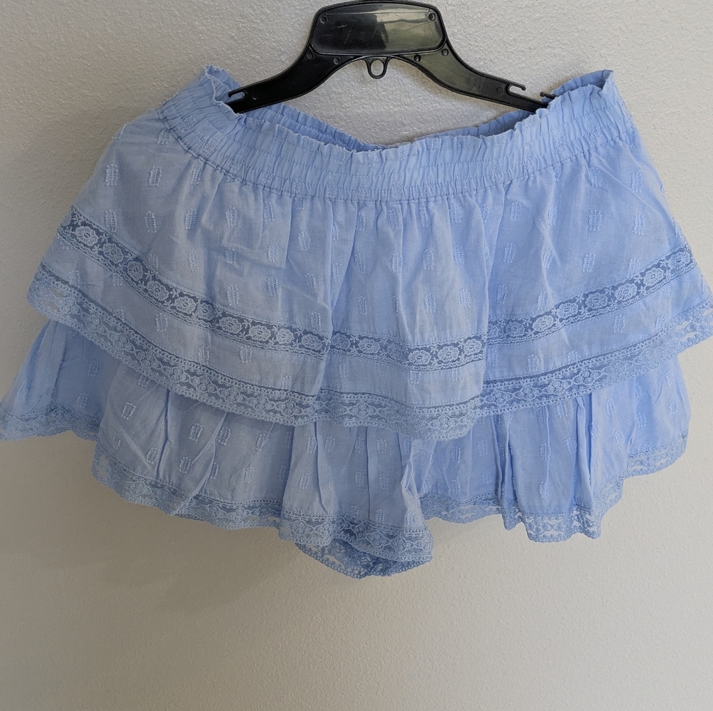 LoveShackFancy Style Pacific Indigo Ruffle Mini Skort